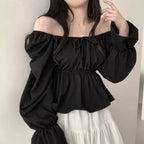Serena™ Off-Shoulder bluse med flæser